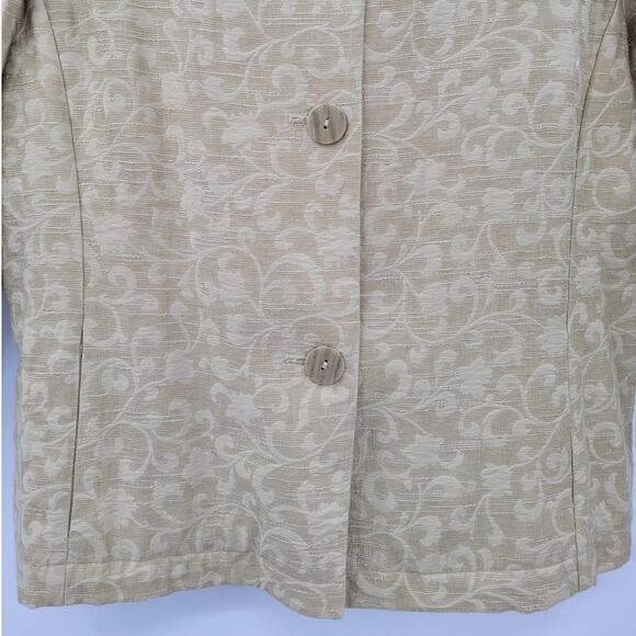 Coldwater Creek Green Textured Three Button High Collar 3/4 Sleeve Jacket - Picture 7 of 13